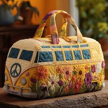 Bolso de Viaje de Algodón Acolchado con Diseño 3D de Autobús, Bolso de Yoga para Mujer con Estampado Moderno - 16 estilos - Ver 12