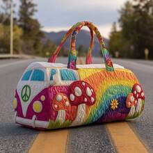 Bolso de Viaje Acolchado de Algodón con Diseño 3D de la Serie Autobús, Bolso de Yoga Estampado a la Moda para Mujer - 9 estilos - Ver 4