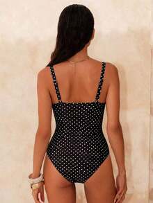 Swim Chiccia Nuevo traje de baño de una pieza elegante de unicolor, exquisito, para mujeres, para playa, natación y spa, temporada primavera/verano 2026 - Blanco y Negro 2 - Ver 2