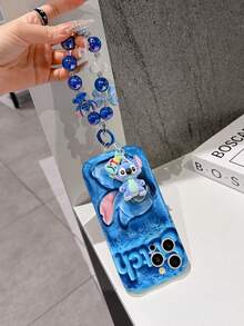 Disney Has Authorized, Phone Case - Chain Set, The Stitch Lilo & Stitch 3D Phone Case Plus A Silicone 3D Stitch Bracelet With Metallic Ring Removable Bracelet, Stitch And Angel Pattern, Compatible With Iphone17/16/15/14/13/12/11/XS/XR/X Plus Pro Max, A Stylish Cartoon Phone Case, The Perfect Gift Choice, Phone Protection, Durable Phone Cover, Great Gift For Friends And Family. - White - View 3