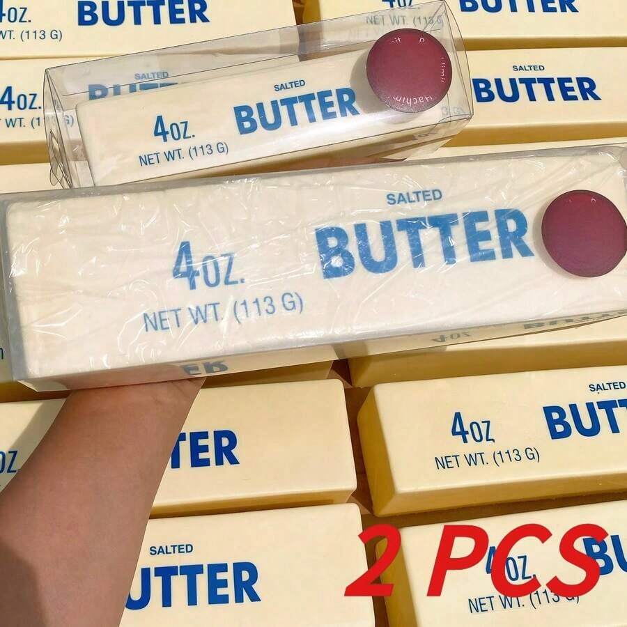 2 PCS 2026 New Jumbo Butter Stick Squishy Squeeze Toy, Premium TPR Ultra Soft Moist Bouncy Slow Rising Fidget Toy, Realistic Cartoon Simulated Food Moldable Sensory Calming Decompression Gadget, Large Palm-Sized Portable Quiet Aesthetic Hand Play Toy, Smooth Stretchable Texture For Anxiety, Stress, ADHD And Autism Relief, Stylish Desktop Ornament For Classroom, Office, Home & Daily Leisure Use, Jumbo Squishy Relaxation Toy For Kids, Teens And Adults, Perfect Birthday, Valentine's Day, Easter, Halloween, Christmas Holiday Gift, Novelty Food Shaped Anti-Stress Collectible Party Favor Decor Toy - Butter Sticks - View 1