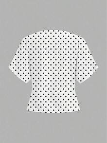 Camisa blanca sólida con mangas de murciélago, doble botonadura y frente abierto elegante - Blanco 4 - Ver 5