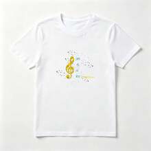 Top Femenino Estampado Clave de Sol Musical - Algodón Ligero Verano - Blanco - Ver 1