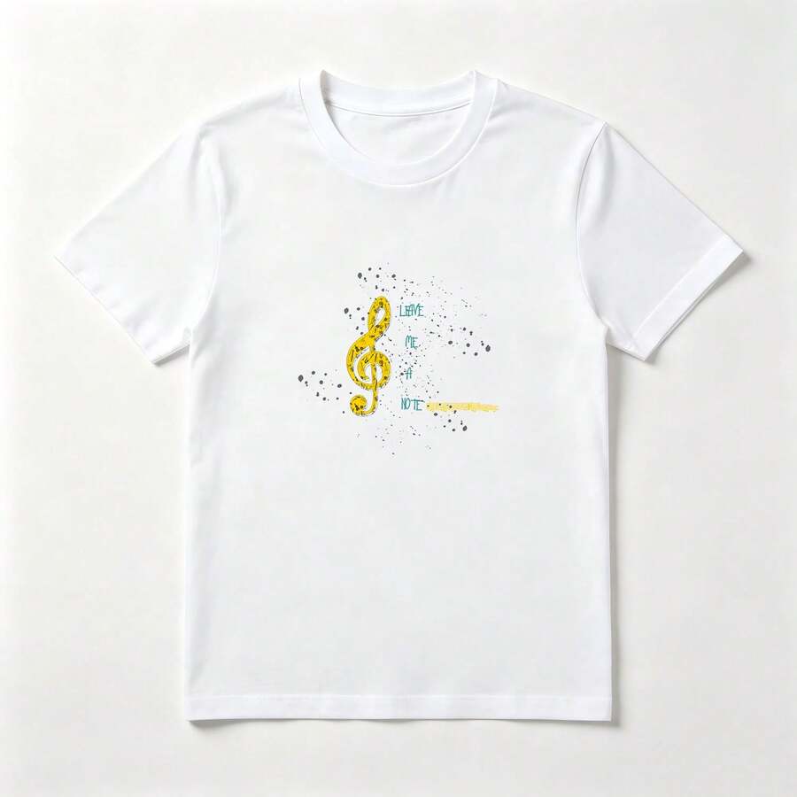 Top Femenino Estampado Clave de Sol Musical - Algodón Ligero Verano - Blanco - Ver 1