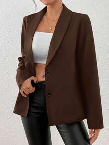 Chaqueta de blazer ajustada de manga larga y sexy para mujer, conjunto verde, chaqueta de traje para mujer, blazer verde para mujer, blusas sociales, ropa de oficina para mujer, ropa de negocios profesional, abrigo de invierno para mujer verde - Café integral - Ver 7