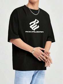 Men's Graphic T-Shirts, 1 Piece New Summer Printed T-Shirt For Men, Casual, Sporty, Short Sleeve, Versatile And Comfortable, Breathable T-Shirt For Outdoor Use, Lightweight And Breathable, Quick Drying, Suitable For Summer, 180g 100% Cotton - 黑色 - 查看 5