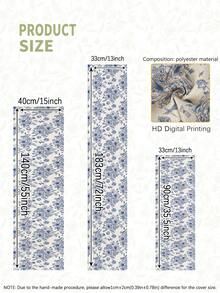 1pc French Toile De Jouy Classic Blue & White Floral Print Table Runner, Microwave Dust Cover, Protective Cover, Available In Multiple Sizes, Suitable For Home Dining, Kitchen Decor, Home Decor, Outdoor Party And Restaurant Decoration, Linen-Like Texture - Multicolor - View 5