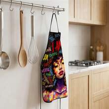 1pc, Portrait & Letter Pattern Polyester Apron, Suitable For Cooking, Baking, And Gardening - Can Be Used As Attire For The Kitchen And Dining - Multicolor - View 11