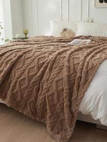 1 Stück braune Rautenmuster Taffet-Samt Decke, hautfreundlich, weich und bequem, Überwurfdecke für Sofa, Bett, ganzjährig verwendbar, maschinenwaschbar, geeignet für Schlafzimmer und Gästezimmer - Kaffeebraun - Übersicht 9