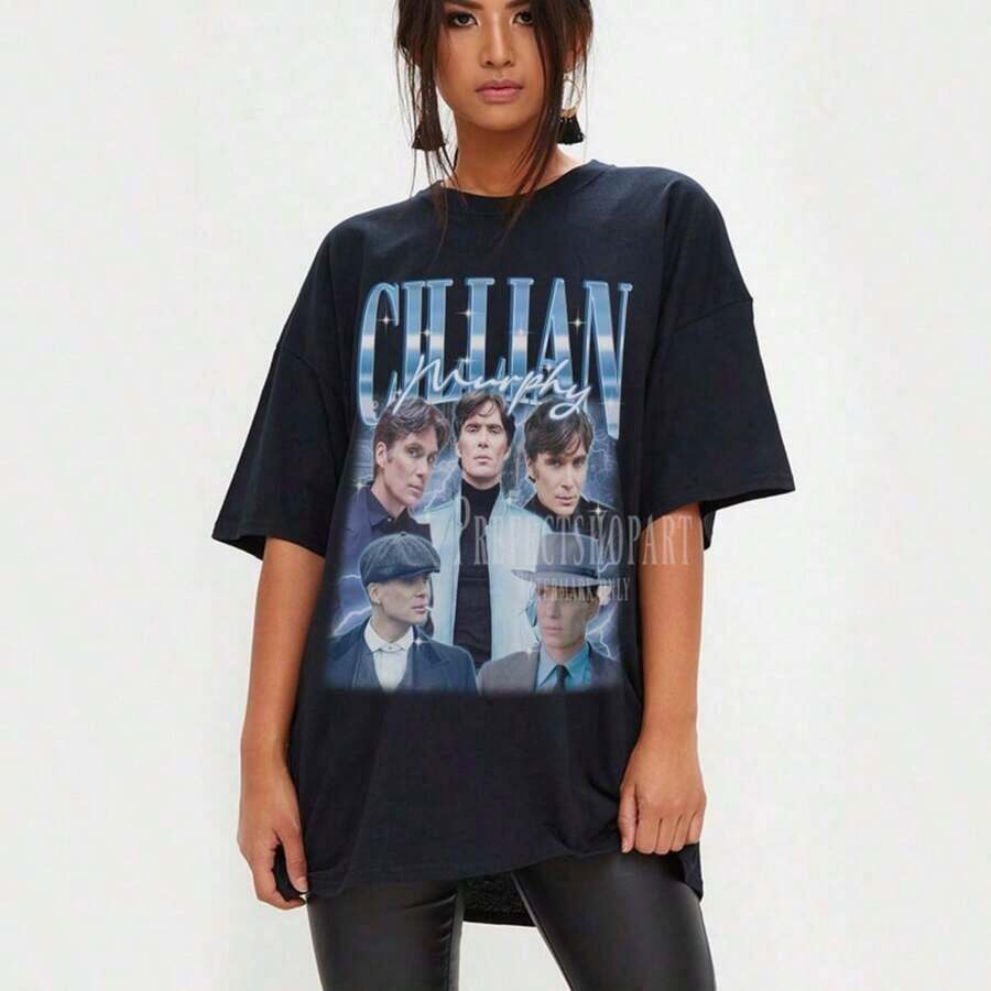 Camiseta vintage de Cillian Murphy para mujer, camiseta de Cillian Murphy, camiseta de Cillian Murphy, póster de Cillian Murphy, camiseta de película de Cillian Murphy, camisetas retro de Cillian Murphy, estilo gótico de moda. - Negro - Ver 1