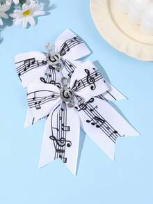 2PCS Sparkling Glitter Music Note Hair Bows For Girls Sweet & Cool Piano Key Lace Bow Hair Clips Black White Keyboard & Musical Note Bow Alligator Clips Elegant Music Theme Bow Hair Barrettes For Party, Concert, Piano Recital & Music Class Teens Hair Accessories - Black and White - View 11
