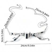 1pc Cyberpunk Metal Face Mask, Unique Design Asymmetrical Fluid Face Decor,Party - Silver - View 2