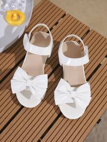 Girls' High Heel Sandals Summer 2026 Versatile High Heel Sandals Thick Heel Bow Sandals Big Kids Fashion Shoes Plus Size - White - View 2