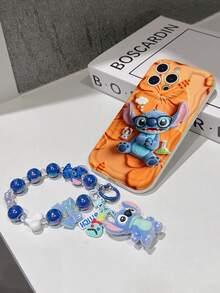 Disney Lilo & Stitch Phone Case With Stitch Charm And Stitch Lanyard - Cute Stitch Protective Case With Nerd Glasses And Hibiscus Flower Design, Equipped With Delicate Stitch Decorative Lanyard And Beaded Bracelet For Easy Carrying, Compatible With IPhone 17, 16, 15, 14, 13, 12, 11 Pro Series, Ideal For Birthdays, Holidays, Anniversaries, Graduation Gifts, Or Any Special Occasion To Surprise Family, Friends, Classmates, And Loved Ones. - 白色 - 查看 7