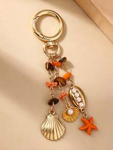 A Creative, Unisex Keychain Featuring A Blend Of Design Elements,Including Seashells, Starfish, Turquoise Accents, Seahorses, Octopuses - Multicolor - View 4