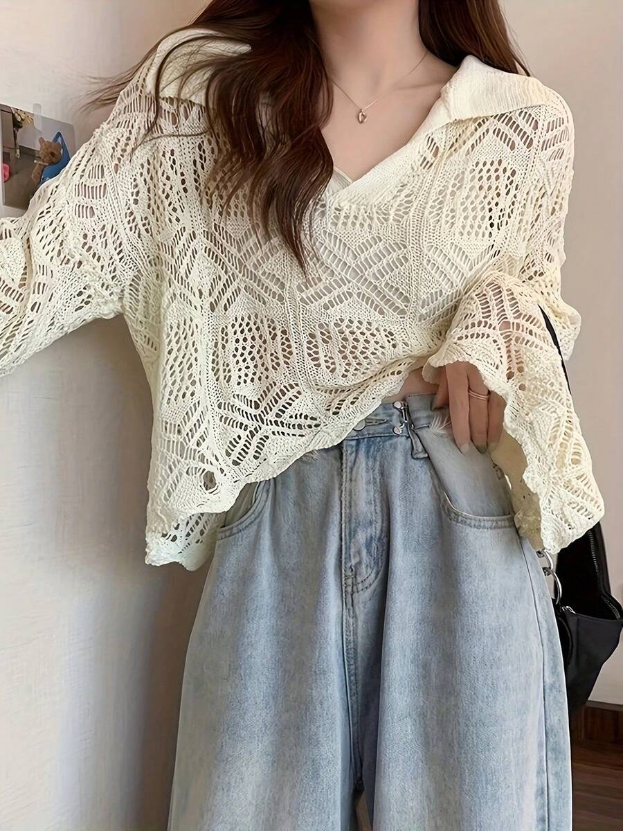 Women Knit Tops - Cream - View 1