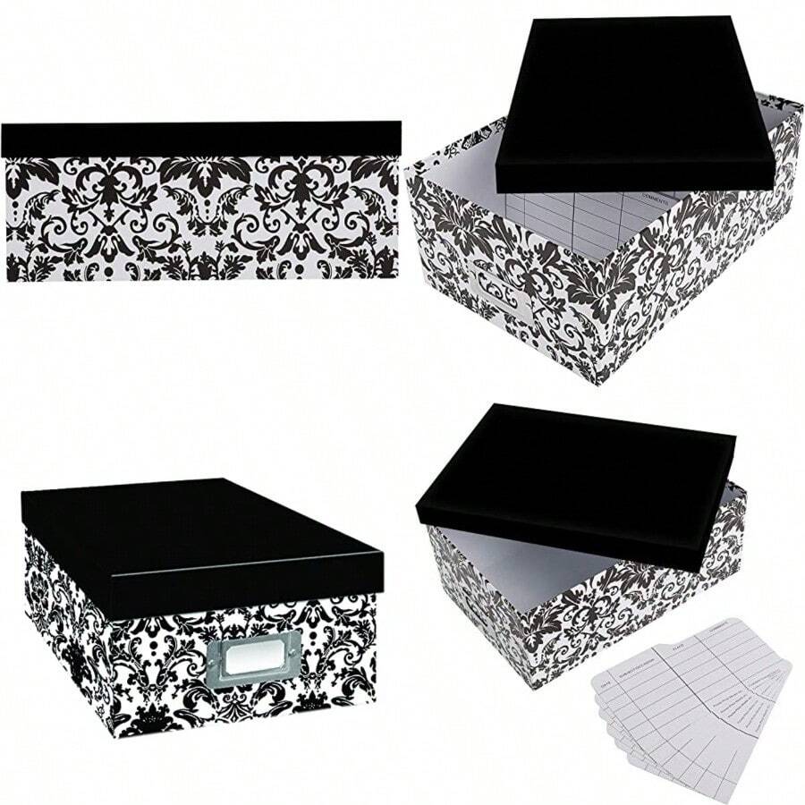 Pioneer Photo Albums B-1BW Photo Storage Box Damask Design Black and White - Blanco y Negro - Ver 1