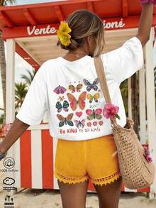 Camiseta Oversize para Mujer con Estampado de Frase Inspiradora, Cuello Redondo, Manga Corta, Diseño Casual - Negro - Ver 9
