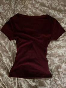 Camiseta de manga corta con cremallera frontal de 2 vías y adorno de encaje para mujer - Multicolor 7 - Ver 2