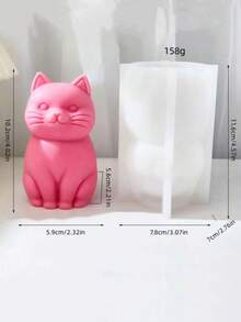 1件新款3D可愛坐姿貓咪香氛蠟燭矽膠模具，小/中/大尺寸，DIY卡通貓造型香氛石膏擴香石家居桌面裝飾矽膠模具 - A-白色 - 查看 6