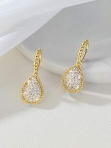 1 Pair Women's/Vintage Zirconia Teardrop Earrings, Delicate & Elegant, Minimalist & Versatile, Suitable For Gifting On Holidays, Dates, Parties, Gatherings - Multicolor - View 7