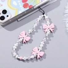 Bowknot Beaded Phone Lanyard Cute Anti-Loss Anti-Drop Phone Strap Women's Best Friend Gift - Bow - View 8