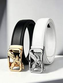 1件鷹形合金自動扣時尚腰帶，適用假期、舞蹈、派對裝飾腰帶，3.5cm/1.38in寬純色腰帶 - 彩色 - 查看 11