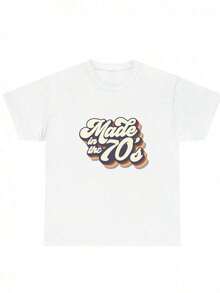 70s Style Graphic Print T-Shirts, Women's Casual Short Sleeve T-Shirt, 1 Piece, 100% Cotton - Comfortable Round Neck, Soft And Cute T-Shirt, 100% Cotton, Suitable For Spring, Summer And Autumn. - 白色 - 查看 2