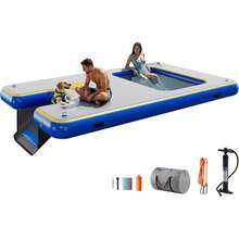 Plataforma inflable antideslizante para muelle, balsa flotante tipo isla con escalera de cuerda, 6 pies, 7 pies, 8 pies, 10 pies, 12 pies. - Gris neutro 10 x 6 pies - Ver 8