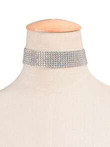1pc Sparkling Rhinestone Choker Necklace Suitable For Women Wedding Party Daily Wear - Colorful - View 3