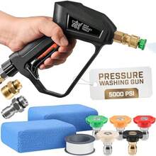KOKK2O Pressure Washer Gun High-Performance Up To 5 000 PSI Car Wash Gun W/ 5 Nozzles For Stone Brick Metal Wood Glass Stubby Pressure Washer Handle W/ 2 Adapters 2 Sponges  Tape - Black - View 4