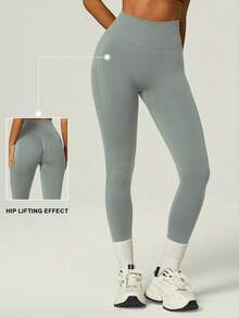 UONNOU Quần legging nữ cạp cao không đường may, siêu mềm mại và co giãn, thích hợp cho mùa xuân/hè. - Màu Xám nhạt - Xem 3