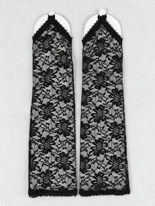 1 Pair Women's Lace Pattern Elegant Versatile Fingerless Gloves - Multicolor - View 11