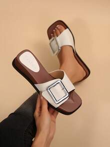 Summer New Leopard Print / Beige / Black Multi-Color Optional Outdoor Flat Slippers, Wedge Heels - White - View 4