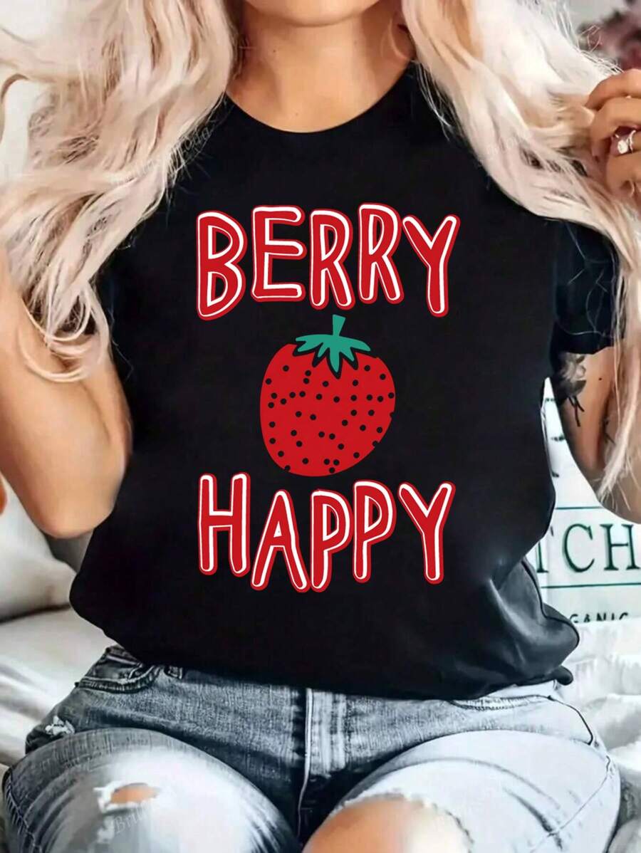 Women's Black Oversized Summer T-Shirt With "Nashville Music City" And Guitar Print. Loose-Fitting Crew Neck T-Shirt With Vintage Guitar And Rose Design. - YH432-黑色 - 查看 1