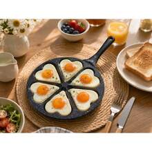 1pc Creative Multi-Hole Frying & Baking Pan/6-Cup Heart-Shaped Non-Stick Egg Pan/New Aluminum Alloy Egg Cooker For Home Kitchen/Multi-Function Breakfast Pan/6-Hole Creative Non-Stick Breakfast Pan - View 8