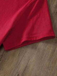 Women's Oversized Red Summer T-Shirt With Tropical Hibiscus Print. Casual Red Short-Sleeved T-Shirt With Hibiscus Flowers, Ideal For Beach And Summer Looks. - YH460-紅色 - 查看 5