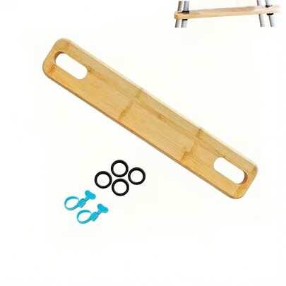 Reposapiés de taburete de bar de bambú con diseño antideslizante ajustable, cómodo y accesorio de silla de oficina, adecuado para la mayoría de las sillas altas, equipado con anillo de goma y abrazadera de tubo