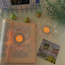 1 pieza Portavelas de vidrio de lujo, adecuado para uso en hoteles y decorativo, se puede usar para cenas a la luz de las velas en restaurantes, portavelas de decoración romántica, diseño de base sin portavelas, contiene vela de vidrio, se puede usar como decoración de mesa de meditación en la sala de té, también adecuado para decoración del hogar en el dormitorio, ayuda con el sueño - Flores - Ver 5