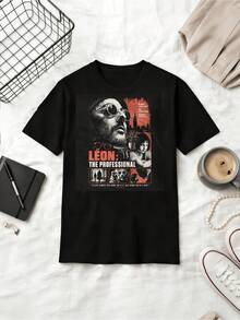 Léon The Professional Graphic Tee  Luc Besson Film T-Shirt 90s Cult Action Movie Apparel - Black - View 1