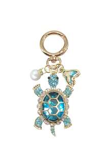 Crystal Turtle Keychain Pendant With Rhinestones, Pearl And Ocean Charms, Metal Alloy Keyring - Multicolor - View 15