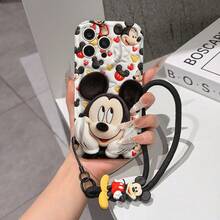 This Disney Mickey Mouse Lanyard Phone Case Is Fully Covered In TPU Material. It's Shockproof, Lightweight, And Compatible With IPhone17/16/11/13/15/15 Plus/15 Pro/15 Pro Max/12/14 Pro Max/11 Pro Max/12 Pro/12 Pro Max/13. This Phone Case Makes A Popular Birthday Gift Or Business Gift; It's Durable, Stain- And Fingerprint Resistant, And Suitable For Both Men And Women. The Set Also Includes A Mickey Mouse Phone Case And A Mickey Mouse Plush Bracelet. It's A Perfect Gift For Friends And Family. This Stylish Phone Case Is Fun, Lightweight, And Durable. IPhone17 Pro Max Phone Case, Minnie Mouse Phone Case. - 白色 - 查看 6