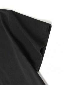 Camiseta de mujer de manga corta con cuello redondo, holgada, casual y versátil.Con estampado moderno, elegante y sofisticado de letras simples, ideal como prenda básica; confeccionada en tela suave con excelente caída XVSD - Negro - Ver 7