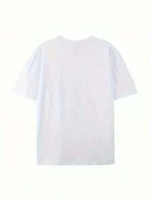 Camiseta de manga corta con cuello redondo para mujer, con estampado, hecha de tela de algodón puro. Cuello redondo clásico y minimalista, versátil y adecuado para todas las formas de cuerpo. Perfecto para citas, desplazamientos diarios y salidas informales. - Blanco - Ver 2