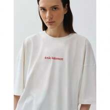 Nueva camiseta de verano con estampado de letras, de marca de moda, de manga corta, de algodón, para mujer. - Blanco - Ver 6