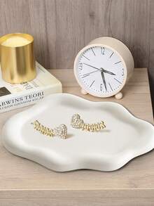 1pc Plastic Jewelry Tray Trinket Dish, Asymmetric Incense Dish, Decorative Cloud Vanity Key Tray For Women, Ring Holder Dish, Cute Jewelry Plate Bowl Room Decor Aesthetic - White - View 8