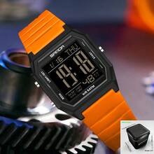 SANDA. Men's Digital Sports Watch, Silicone Strap Waterproof Electronic Wrist Watch, Multifunctional Luminous Display Watch For Outdoor Sports Daily Wear - 6355J - View 1
