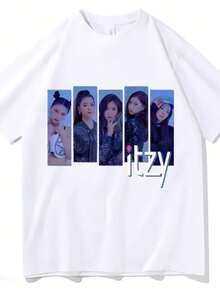 playeras de mujer 2026 ITZY Combination Graphic Printing Women Men  T-shirts Harajuku Cotton Short Sleeve Clothes Fashion Casual Vintage Unisex Tshirts - Blanco - Ver 1