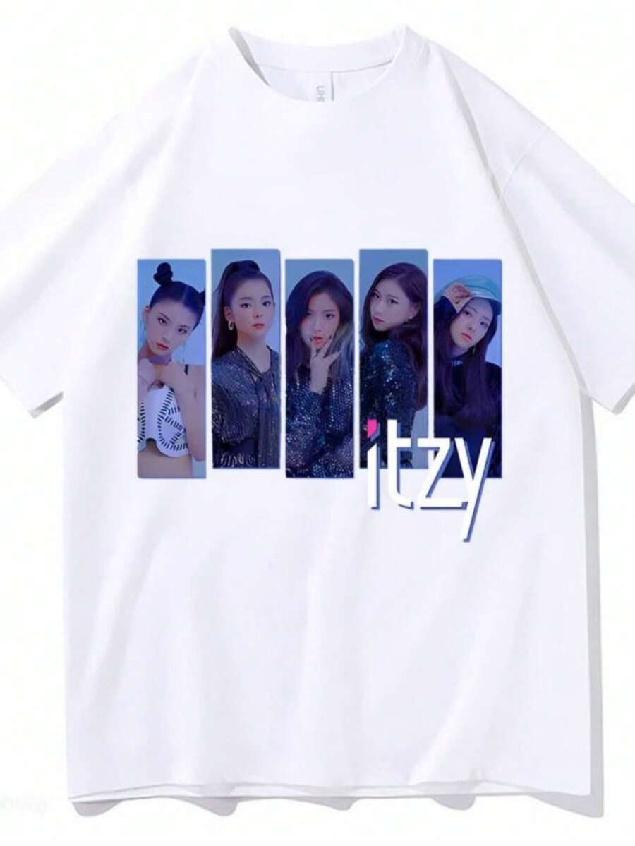 playeras de mujer 2026 ITZY Combination Graphic Printing Women Men T-shirts Harajuku Cotton Short Sleeve Clothes Fashion Casual Vintage Unisex Tshirts - Blanco - Ver 1