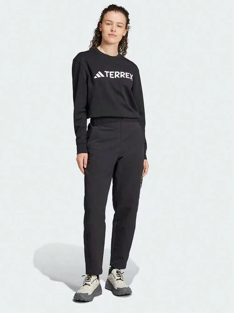 adidas x 國家地理(National Geographic) 聯名款 字母印花中腰透濕疏水拒水防潑休閒褲 女 - 黑色 - 查看 1